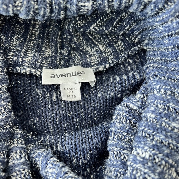 Avenue Navy Blue Heathered Colorblock Turtleneck Knit Sweater Size 14/16 - Picture 9 of 11